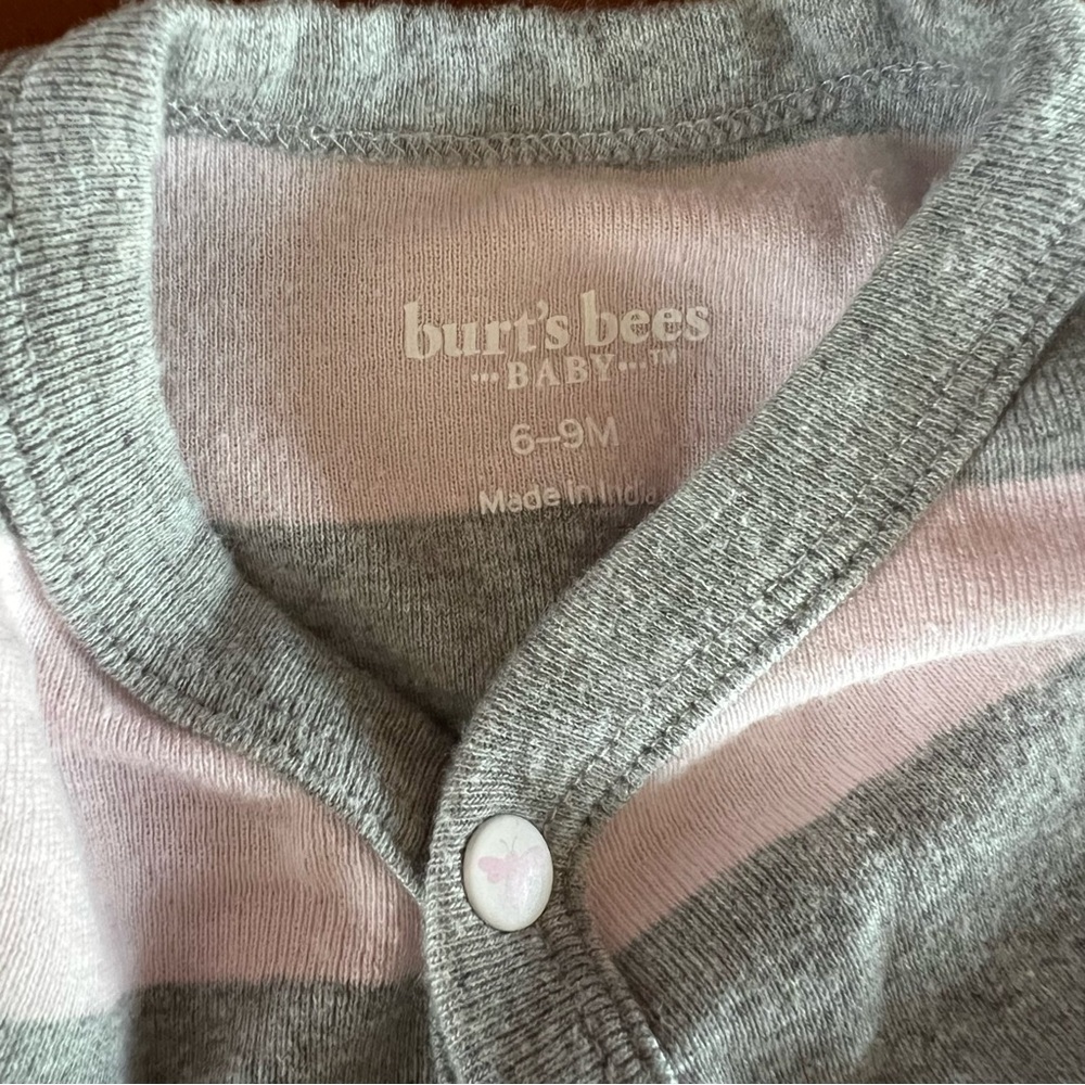 BURTS BEES Rugby Stripe Romper, 6-9mo - Picture 3 of 7